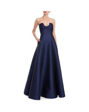 Badgley Mischka Strapless Satin Gown - Blue