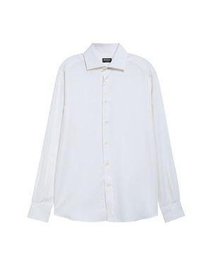 ZEGNA Cashco Cashmere & Cotton Button-Up Shirt - White