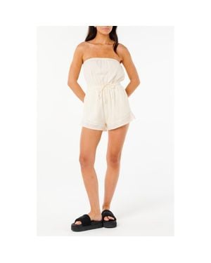 Rip Curl Neon Isles Strapless Cotton Romper - White