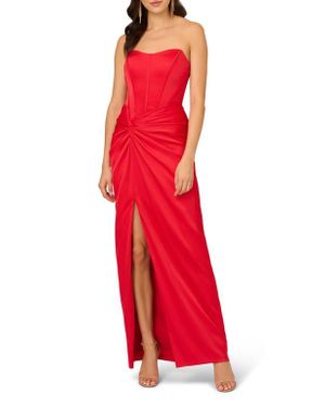 Liv Foster Strapless Stretch Satin Gown - Red