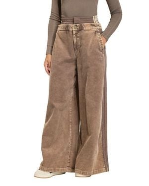 adidas Originals Side Stripe Corduroy Wide Leg Pants - Brown