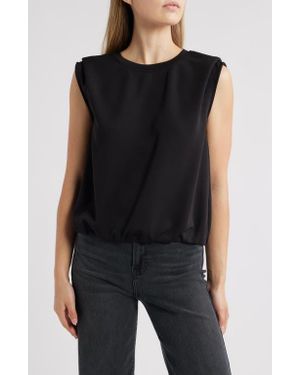 Wit & Wisdom Pleat Shoulder Sleeveless Blouson Top - Black