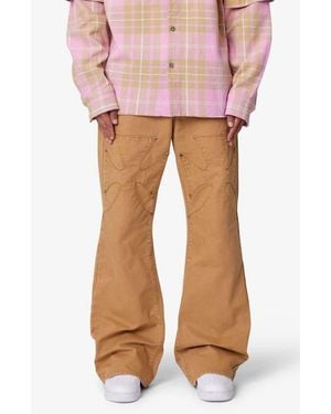 MNML Iron Cross Baggy Flared Cotton Canvas Pants - Pink