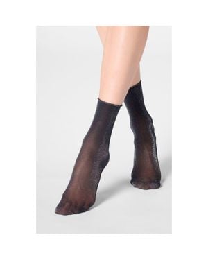 Oroblu Assorted 2-Pack Metallic Crew Socks - Black