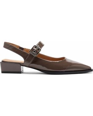 MARC NOLAN Chelsea Leather Slingback Block Heels - Brown