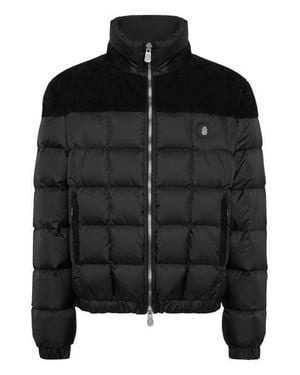 Billionaire Puffer Down Jacket With Leather Inserts - Black