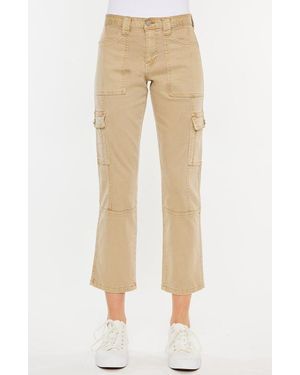 Official Kancan USA Lavinia High Rise Slim Straight Leg Cargo Pants - Natural