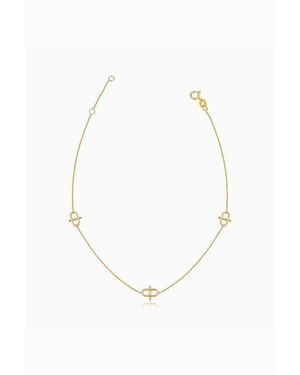 Oradina 14K Harmony Station Anklet - White