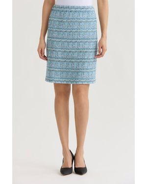 Ming Wang Tweed Knit Straight Skirt - Blue