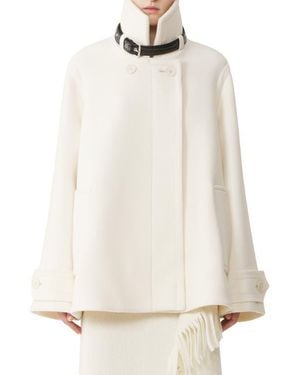 Lanvin Short Wool Coat With Stand-Up Collar - White