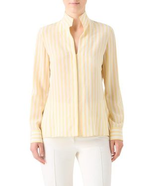 Akris Stripe Silk Tunic Shirt - Natural