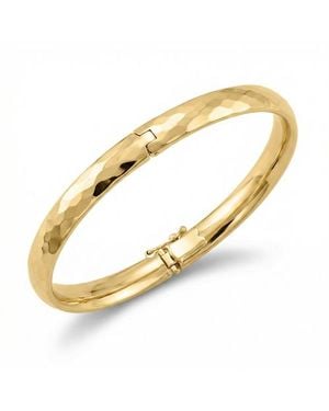 Bliss Diamond 5Mm Hammered Bangle Bracelet 18K Over - Metallic