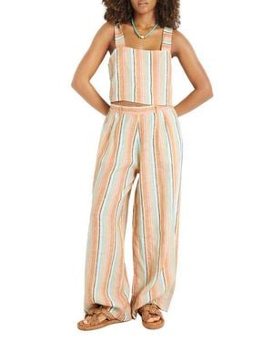 Vitamin A Tallows Crop Linen Cover-Up Top - Natural