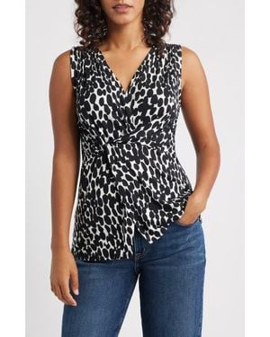 Loveappella Twist Front Sleeveless Top - Black