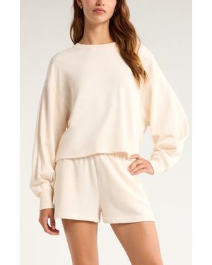 Zella Go Easy French Terry Crewneck Sweatshirt - Natural