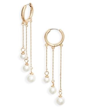 Nordstrom Graduated Faux Pearl Linear Drop Earrings - White