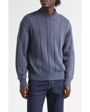 Noah Drop Needle Cotton Sweater - Blue