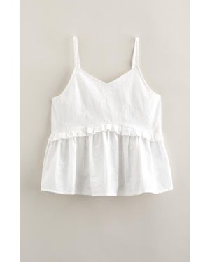 Treasure & Bond Kids' Floral Embroidered Cotton Camisole - White