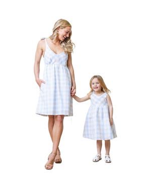 Hope & Henry Sleeveless Bow Shoulder Dress - Blue