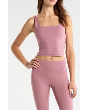 Zella Thrive Rib Bra Tank - Red