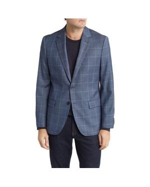 Daniel Hechter Windowpane Check Wool Blazer - Blue