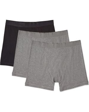 Memoi Assorted 3-Pack Cool Stretch Cotton Boxer Briefs - Gray