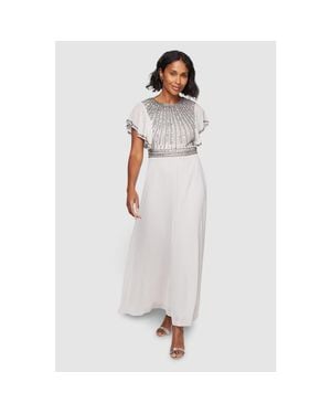 Wallis Embellished Ruffle Sleeve Maxi Dress - White