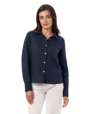 Equipment Long Sleeve Linen Shirt - Blue