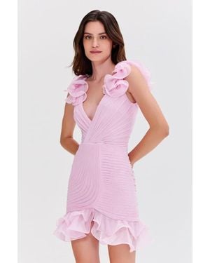 PATBO Silk Plisse Flutter Mini Dress - Pink
