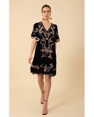 Hale Bob Lennox Embroidered Dress - Natural