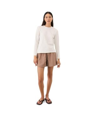 Pact Organic Cotton Soft-Slub Essential Crewneck Long Sleeve Tee - Natural