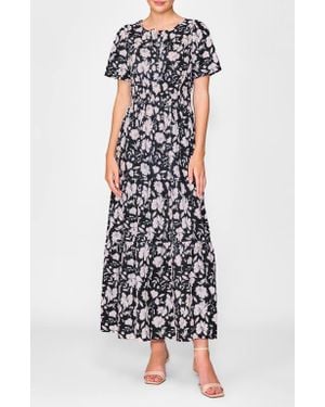 MELLODAY Short Sleeve Tiered Maxi Dress - White