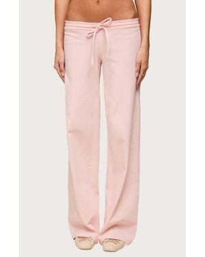 Edikted Claudia Stretch Cotton Straight Leg Drawstring Pants - Pink