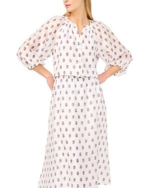 Halogen® Floral Raglan Sleeve Button-Up Shirt - White