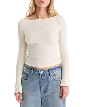 GOOD AMERICAN Variegated Rib Long Sleeve T-Shirt - Blue