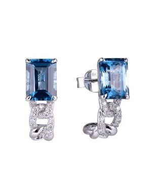Kahn High Jewelry Topaz Earrings With Diamonds - Blue