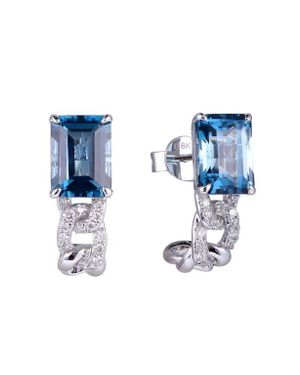 Kahn High Jewelry Topaz Earrings With Diamonds - Blue