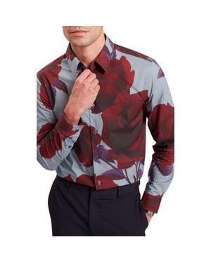 Ted Baker Givira Print Cotton Button-Up Shirt - Red