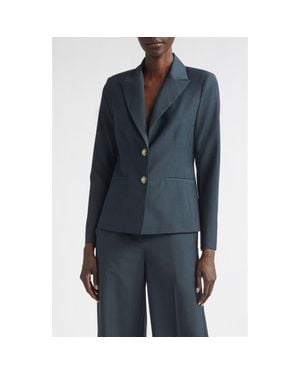 St. John Wool Blend Stretch Mélange Jacket - Blue