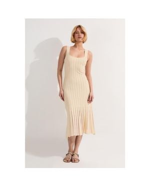 Karen Millen Square Neck Knitted Flippy Dress - Natural