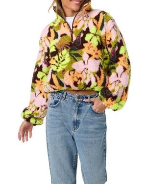 O'neill Sportswear Kacey High Pile Floral Half Zip Jacket - Blue