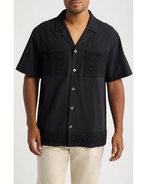 CHE Ingo Cotton & Linen Camp Shirt - Black