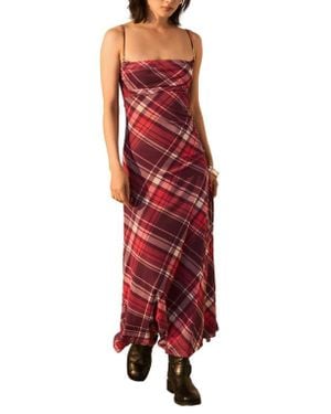 Next Check Mesh Maxi Dress - Red