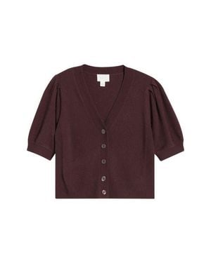 Caslon Wool & Cashmere Puff Sleeve Cardigan - Red