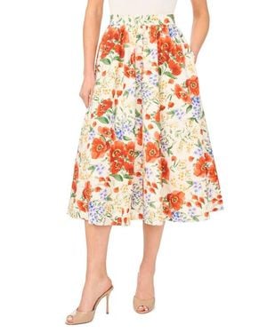 Ted Baker Mari Floral Print Gathered Midi Skirt - Orange