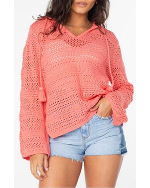Roxy Hippie Love Open Stitch Hoodie - Red