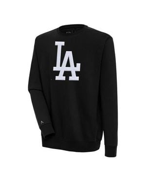 Antigua Los Angeles Dodgers Victory Crewneck Chenille Pullover Sweatshirt - Black