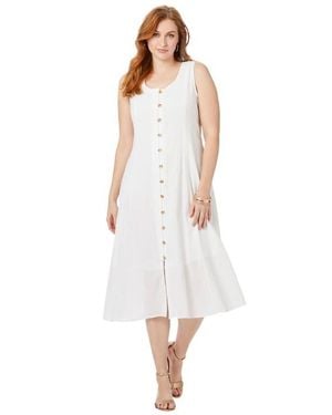 Jessica London Button Down Gauze Dress - White