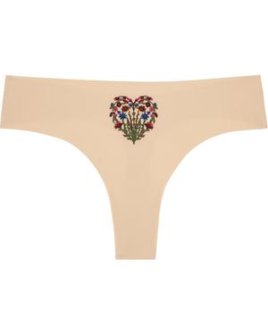 Uwila Warrior Soft Seamless Thong With Embroidery - Natural