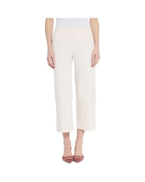Lyssé Layton Pull-On High Waist Crop Wide Leg Knit Jeans - White
